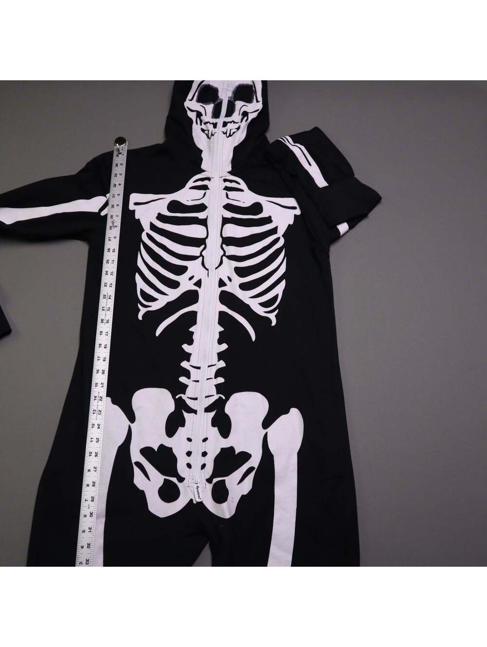 Tipsy Elves Skeleton Jumpsuit Onesie Costume Full Zip Hood Halloween - Picture 5 of 13